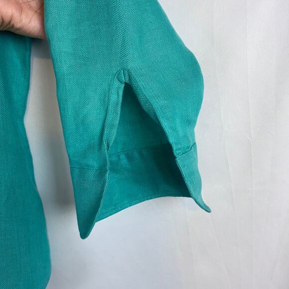 Lauren Ralph Lauren Linen Button Up Chic Resort Blouse Green Women's Size Medium - Picture 4 of 7